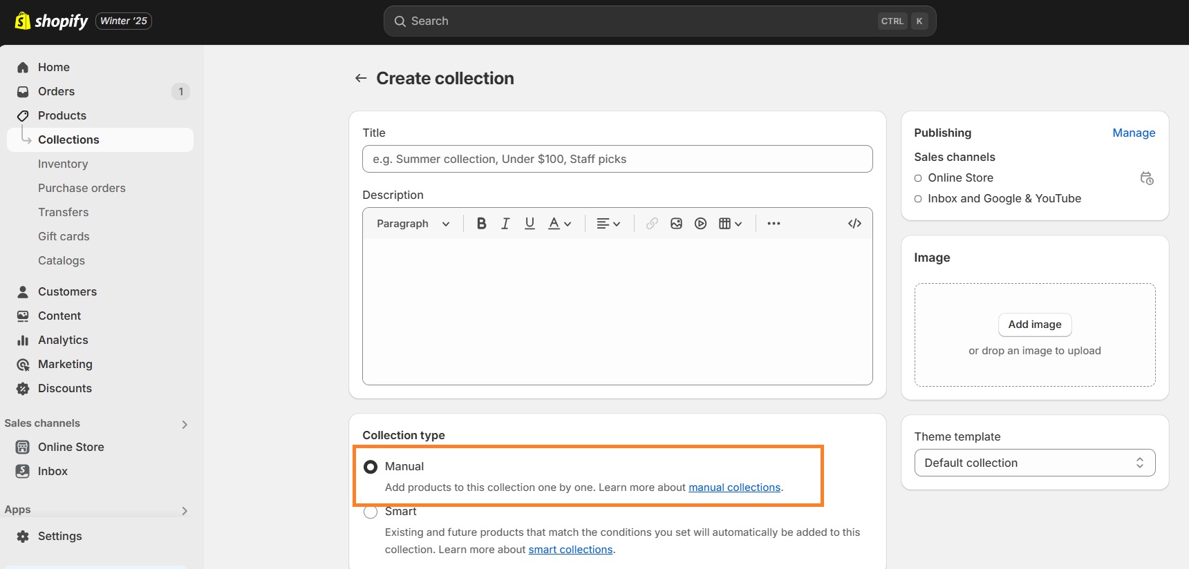 Select manual collection type