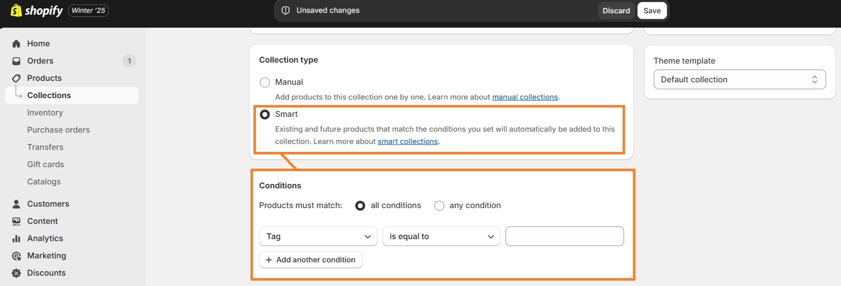 Select smart collection type