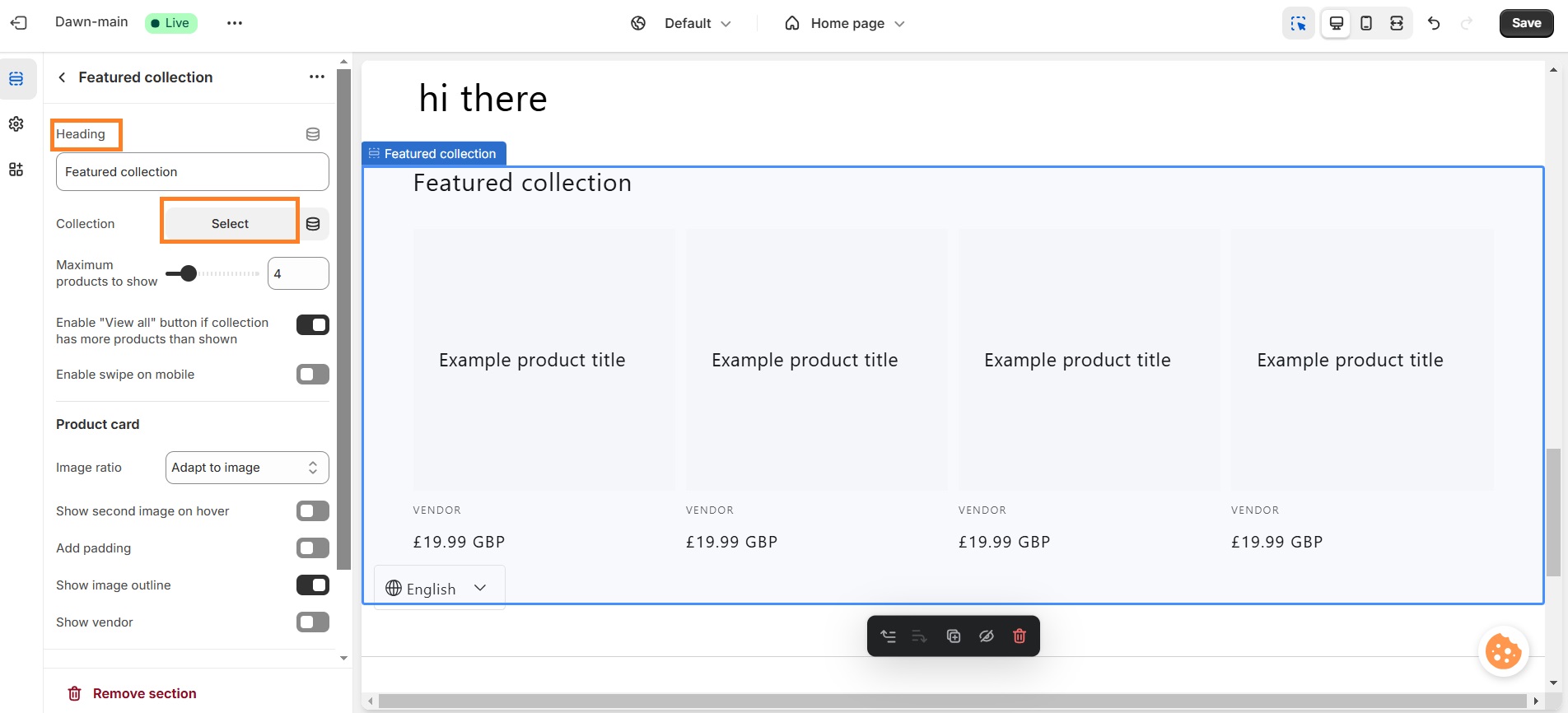 Edit featured collection on Shopify