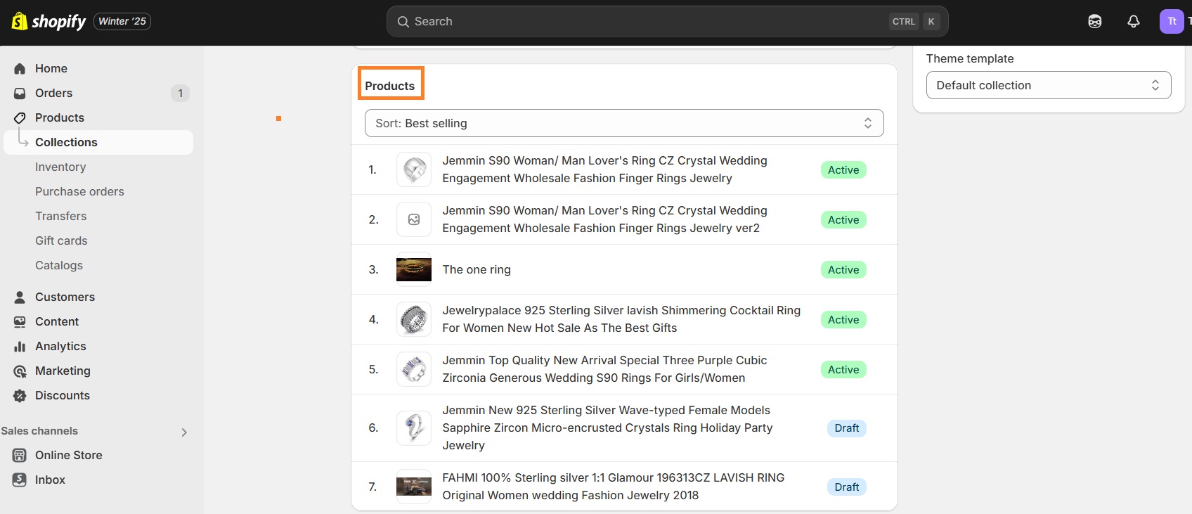 Edit collection products on Shopify
