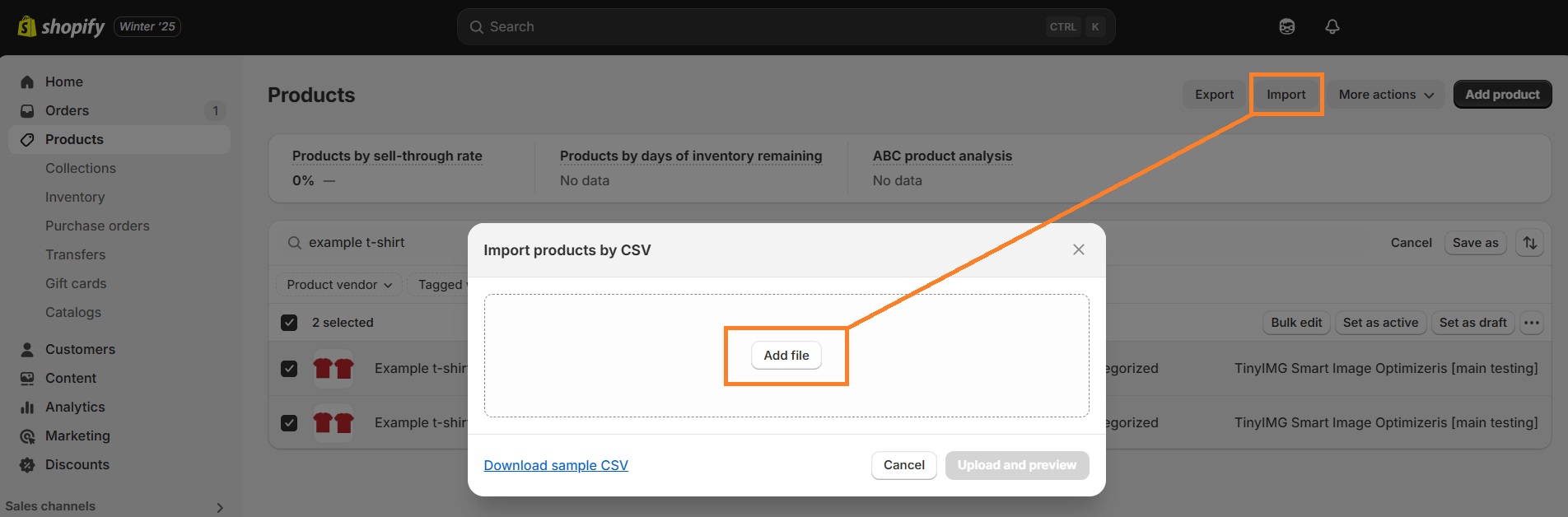 Duplicate products by importing on Shopify