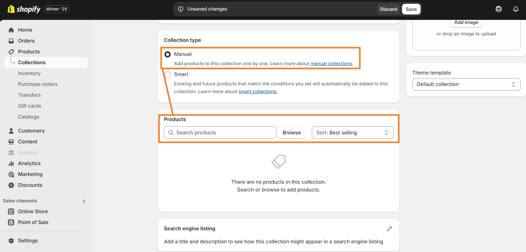 Create manual collection on Shopify
