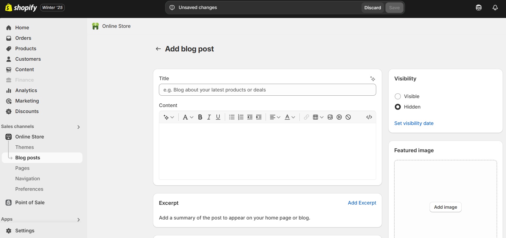Write your first blog post on Shopify