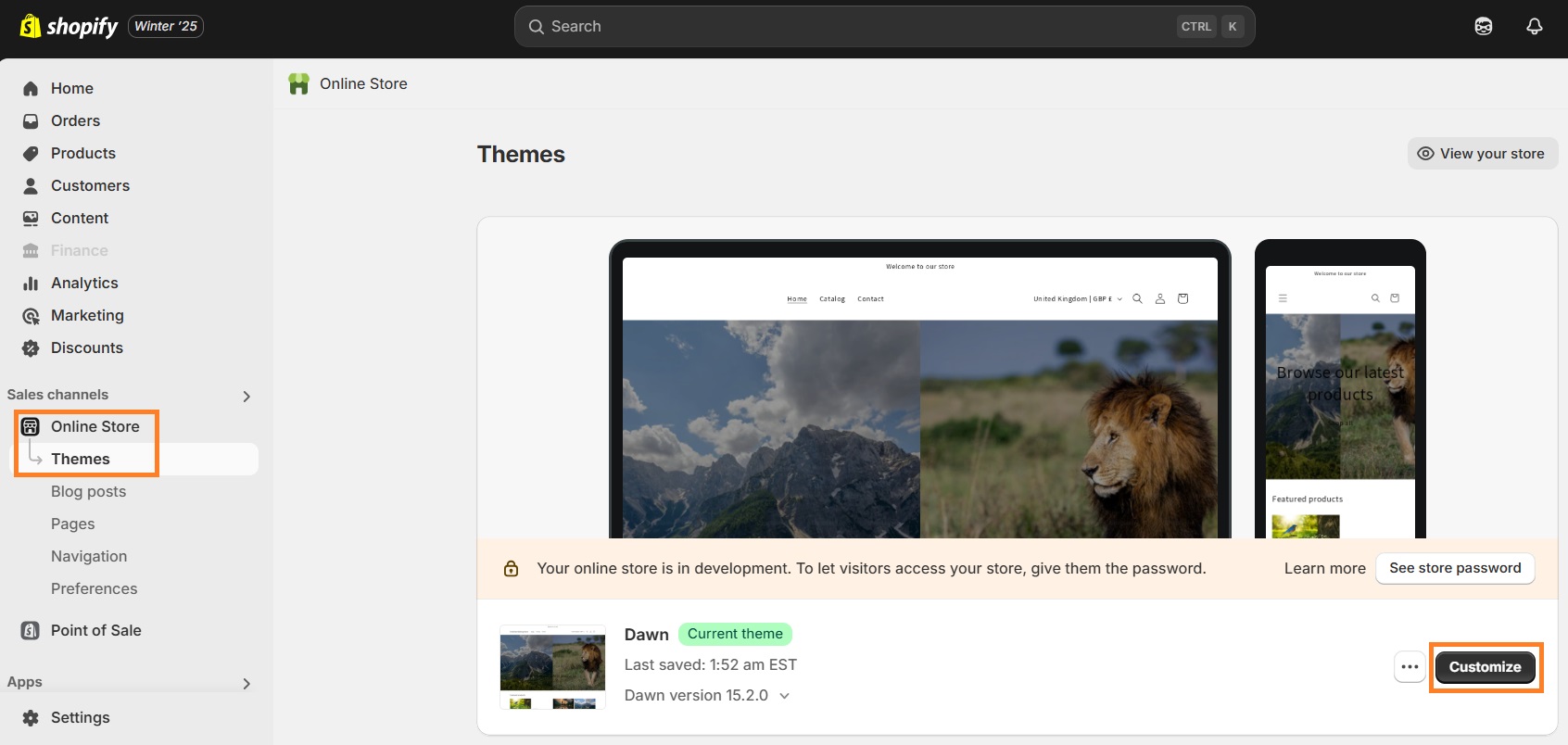 Customize Shopify theme