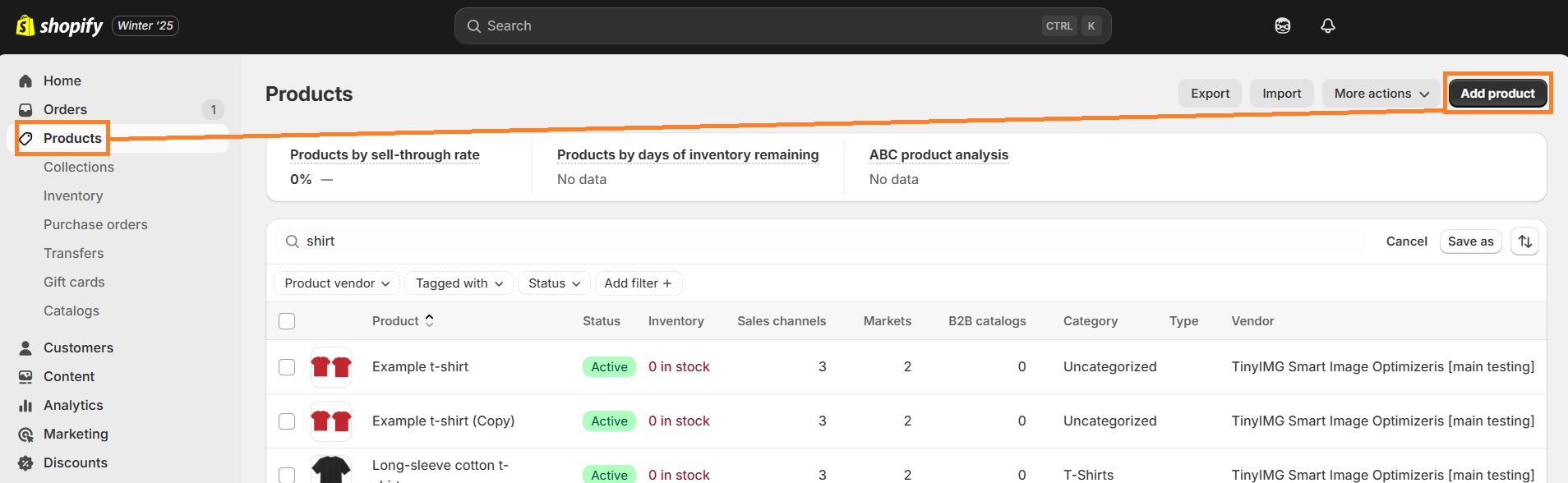 Add products to Shopify
