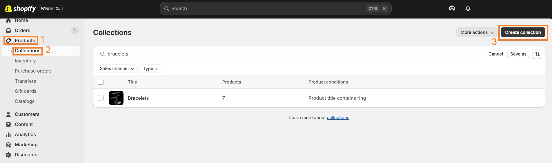 Create collections on Shopify