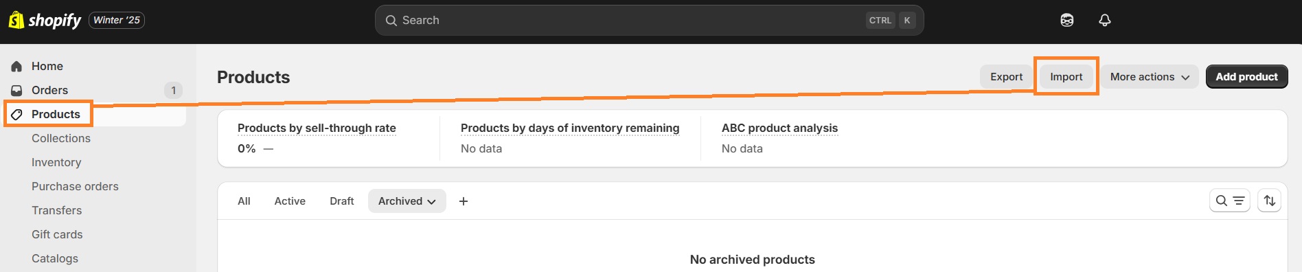 Import Shopify products