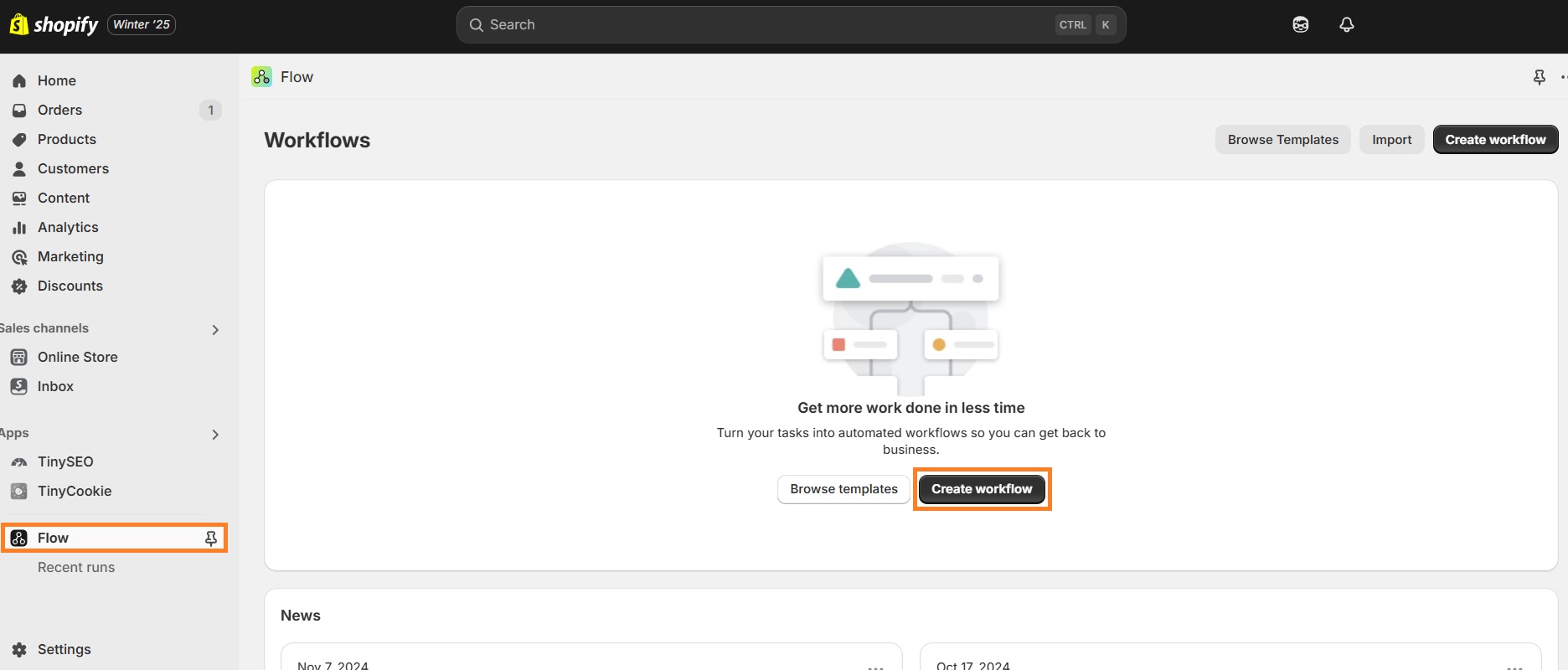 Create workflow with Shopify Flow
