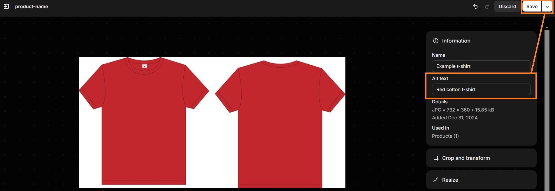 Change image alt text on Shopify