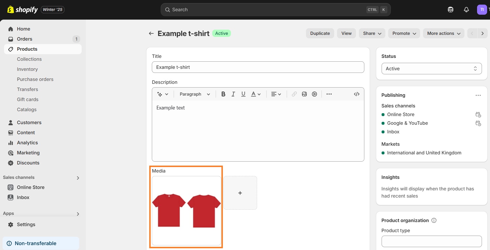 Shopify product media files