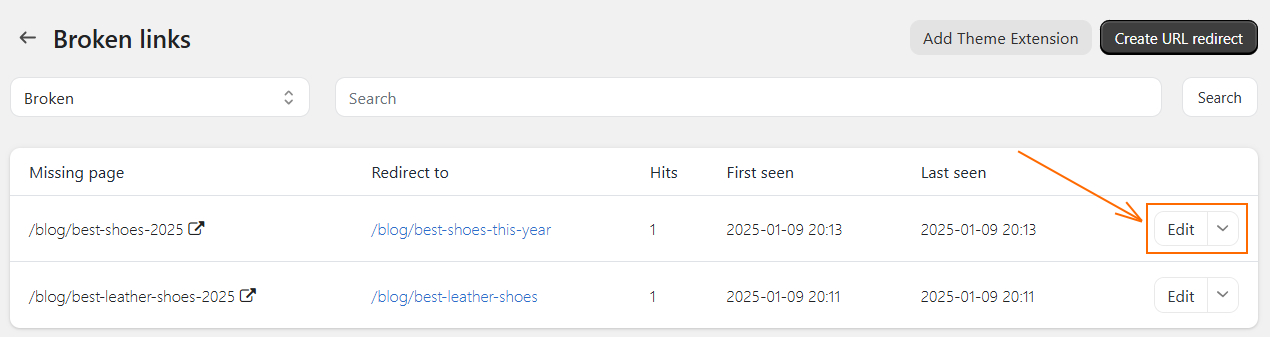 Edit redirects with TinyIMG