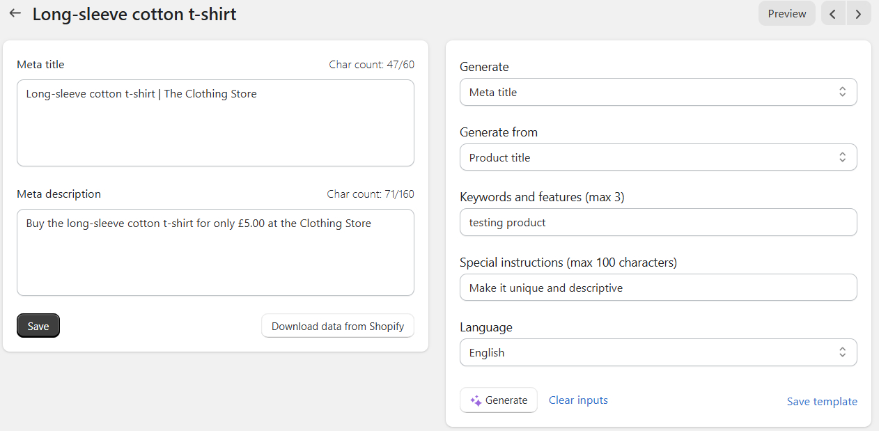 AI metadata generator