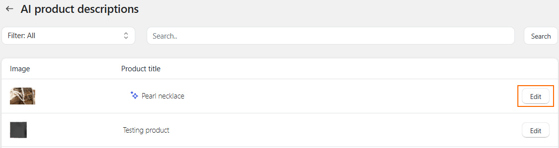 AI product description edit