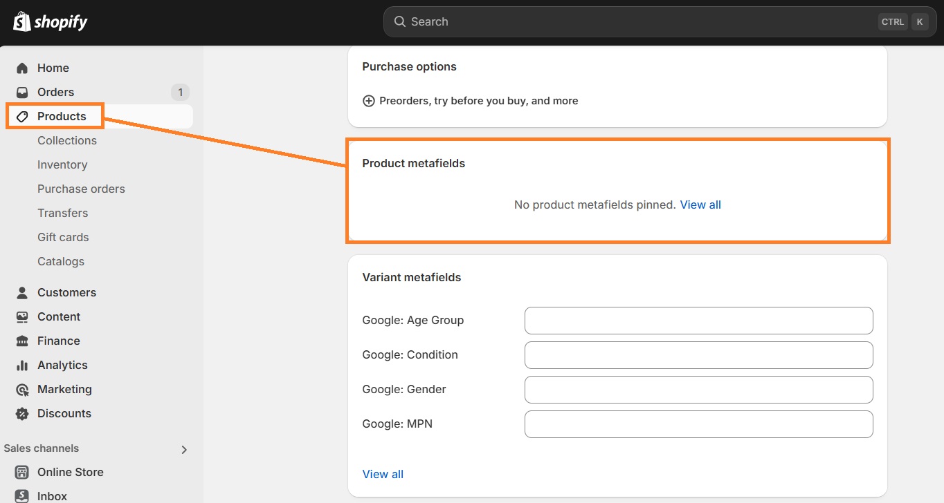 Add metafields to your Shopify product