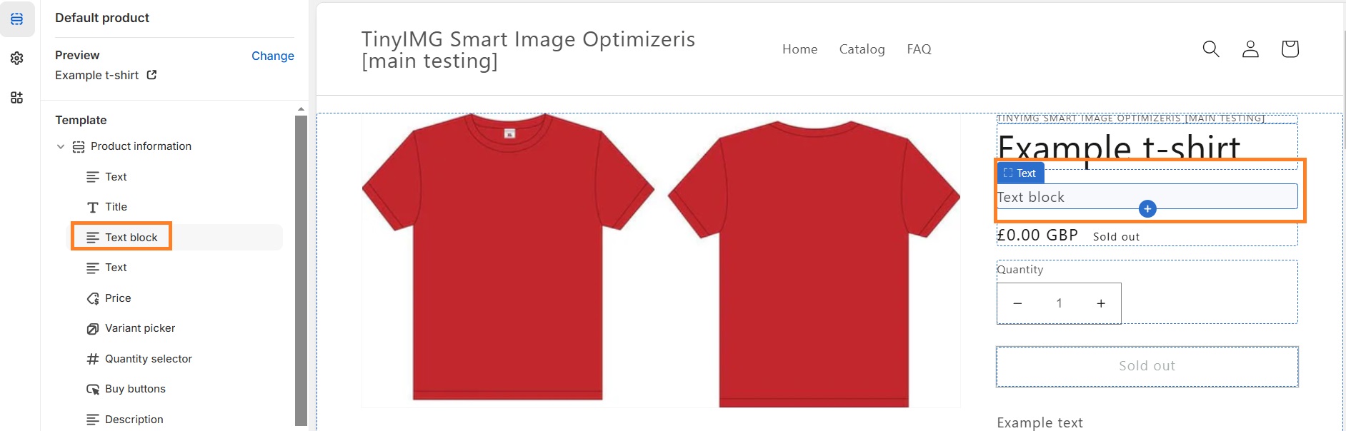 Move text block on Shopify