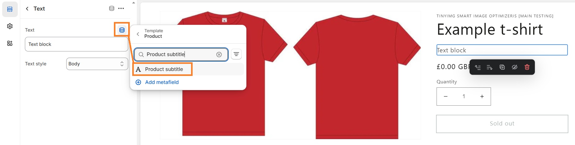 Select and add metafields