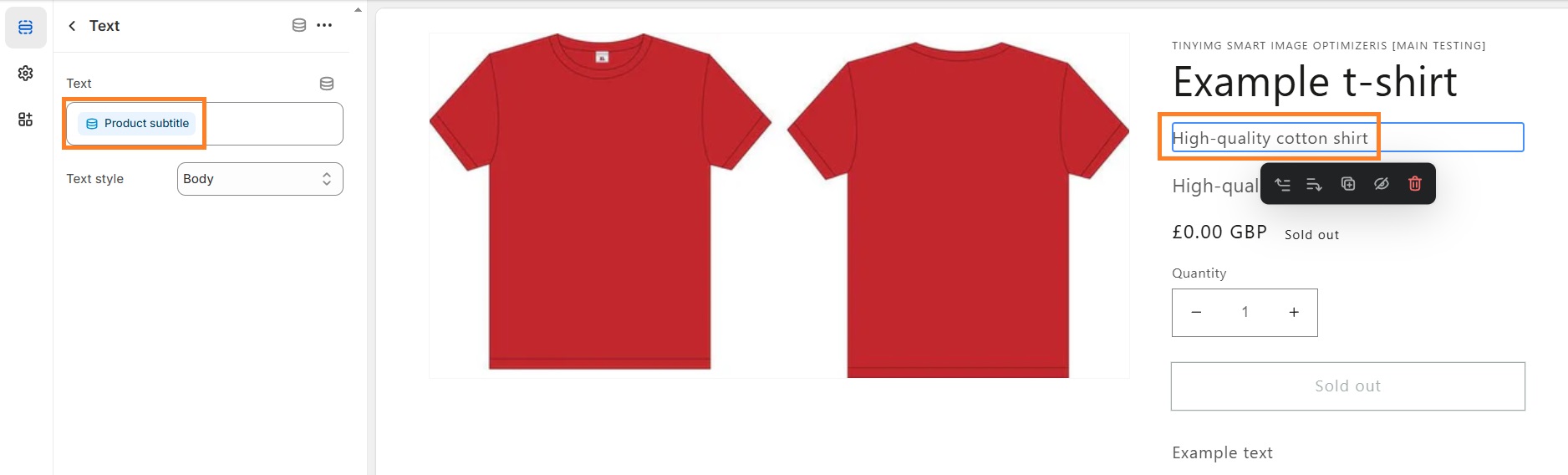 Added product subtitle