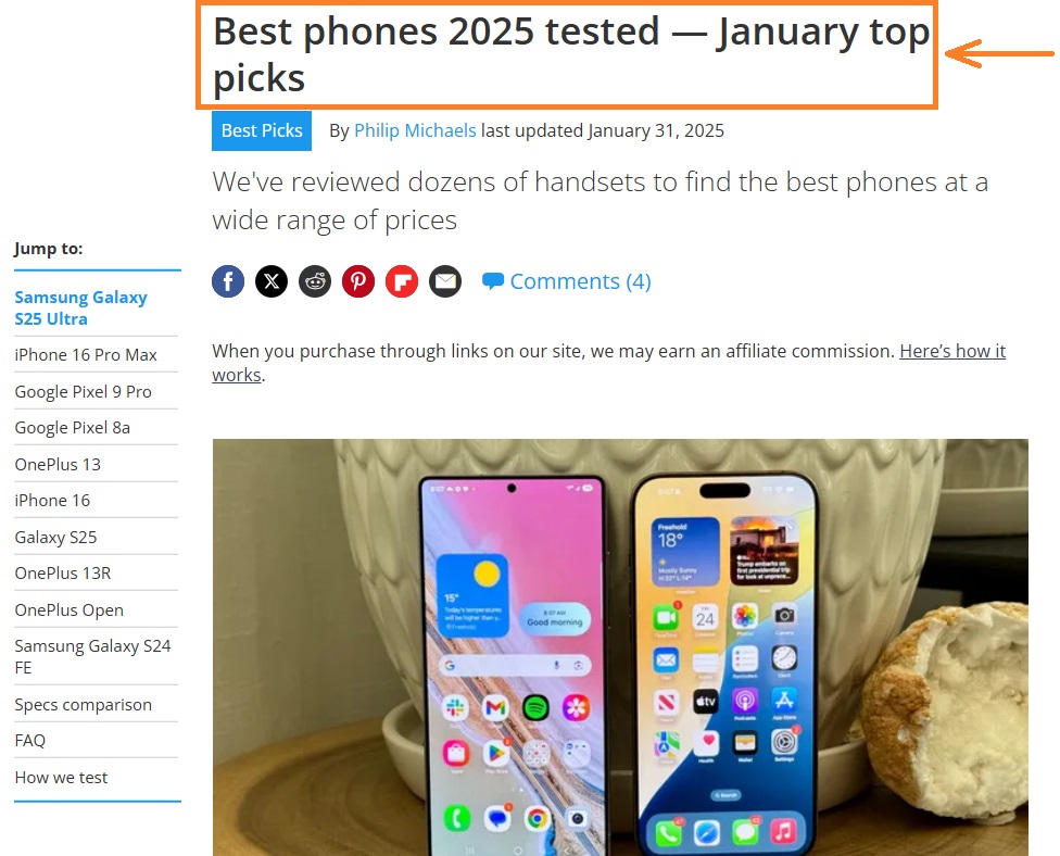 Unique H1 tag example