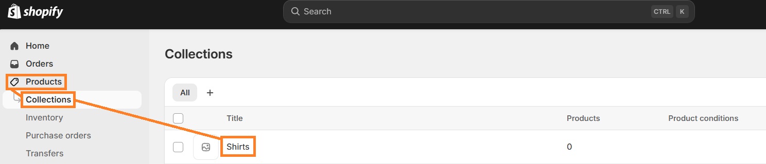 Shopify collection page