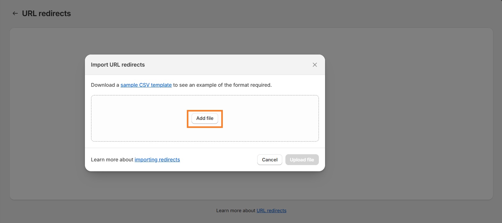 Import Shopify URL redirects
