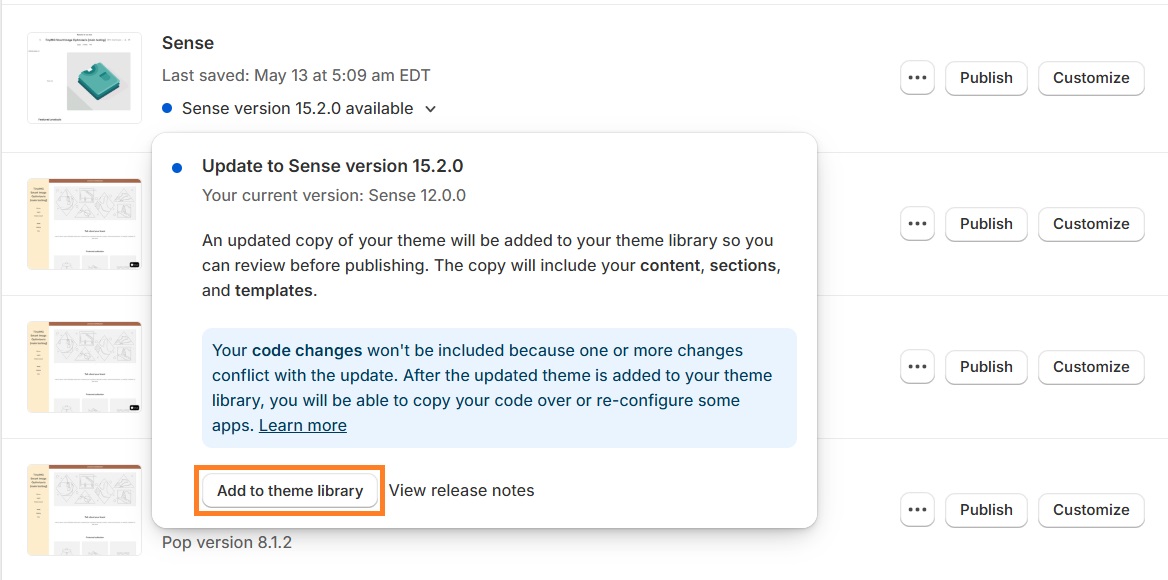 Updating to the latest Shopify theme version