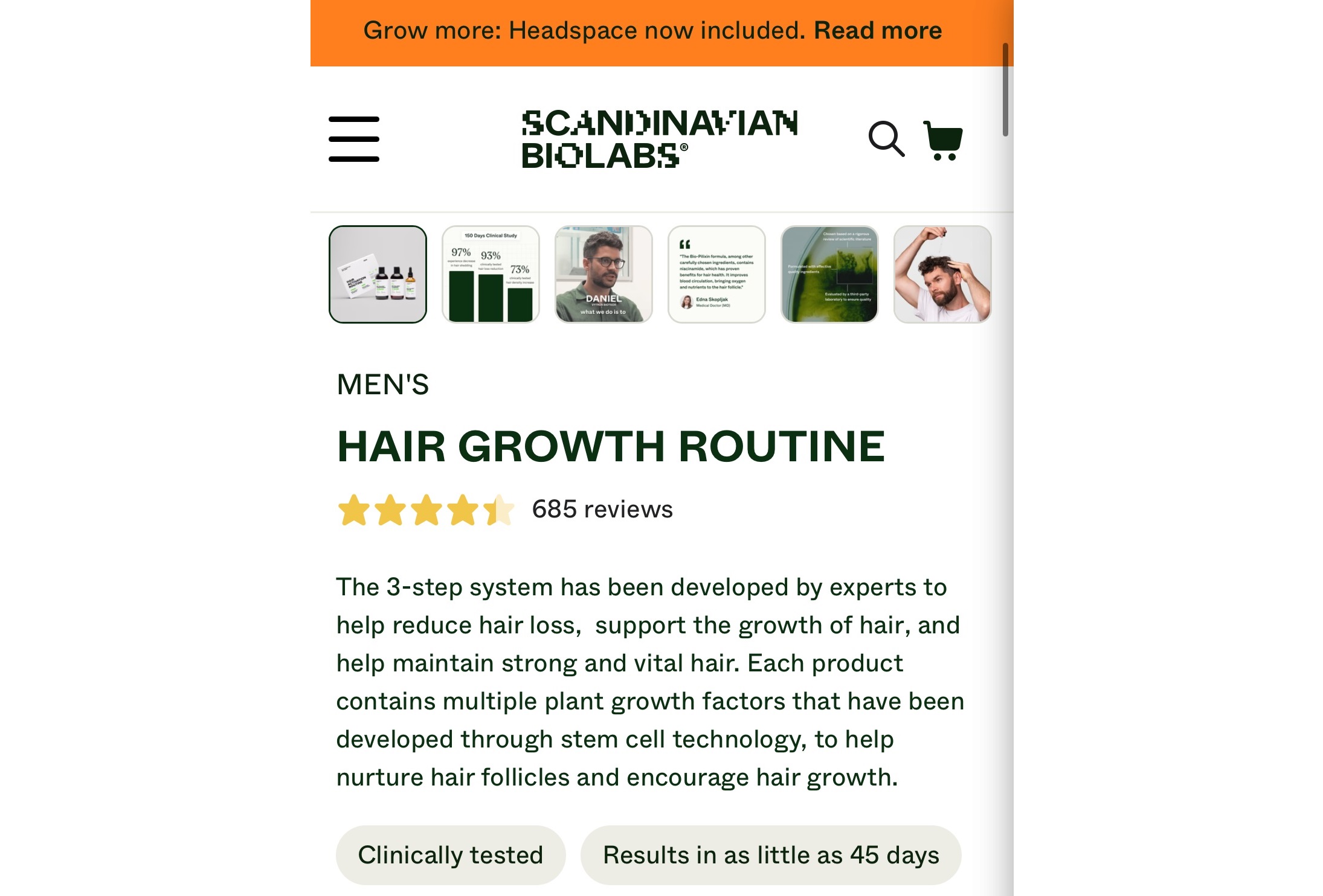 Product description on mobile