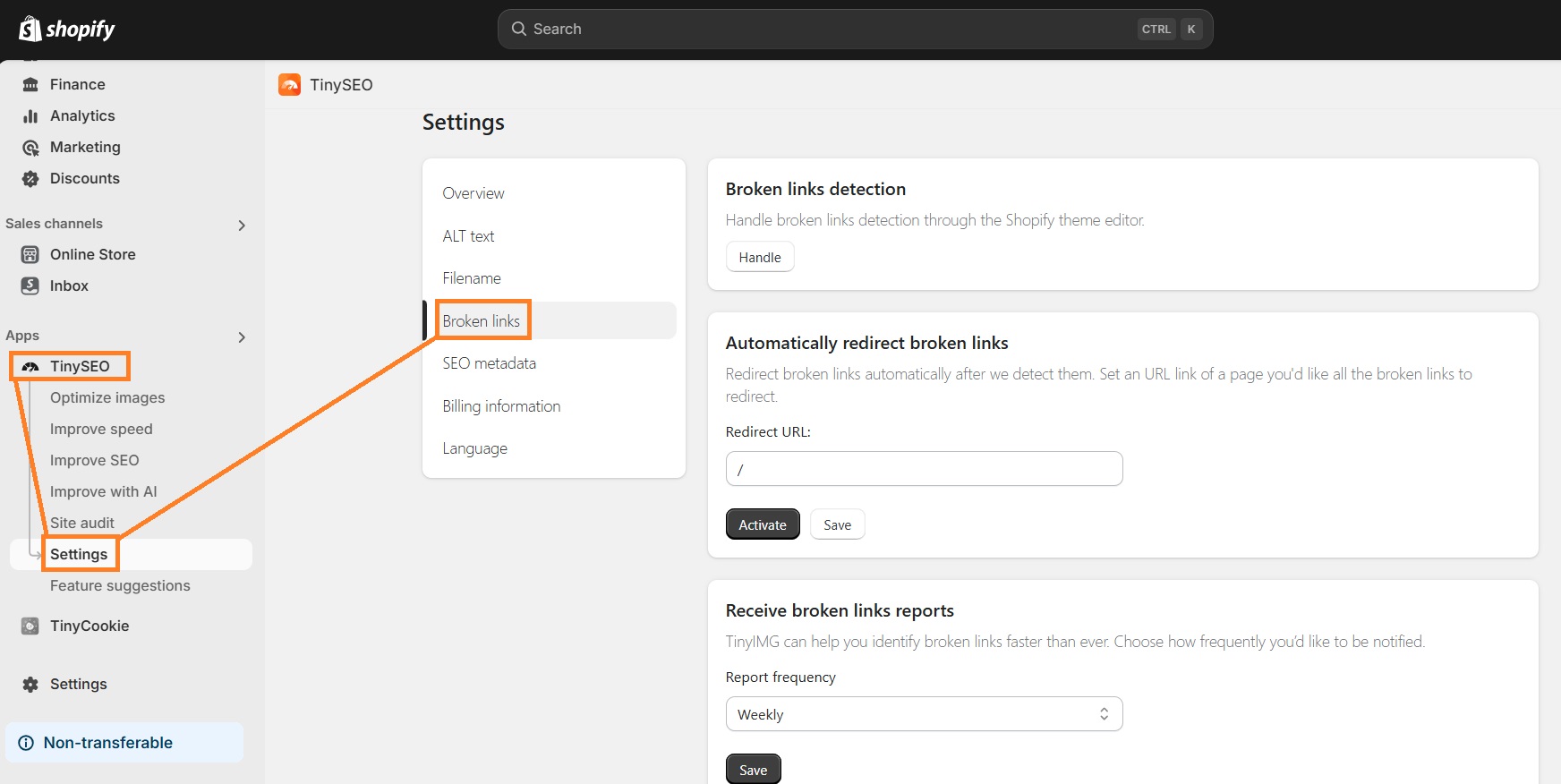 Broken link fixing with TinyIMG