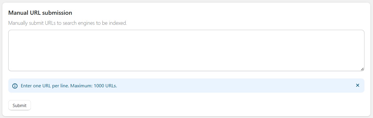 Manual URL submission for IndexNow on TinyIMG
