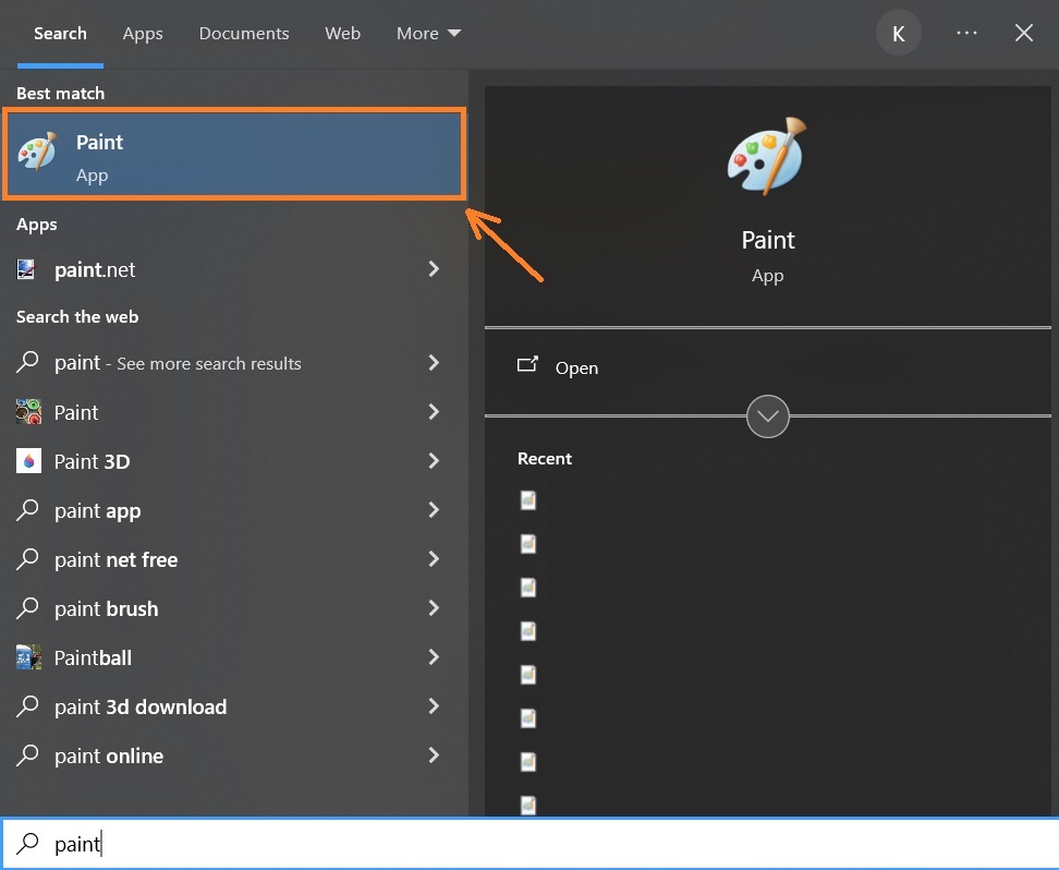 Open Paint on Windows