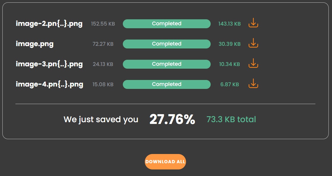 TinyIMG compressed PNG files
