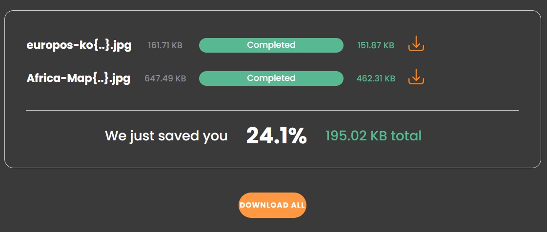 TinyIMG JPEG compressor results