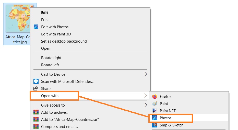 Open JPEG file in Photos app
