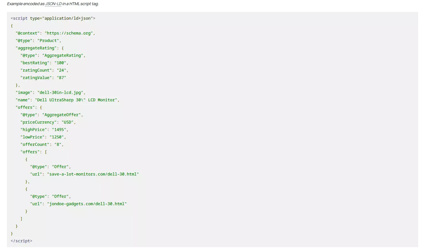 JSON-LD structured data example