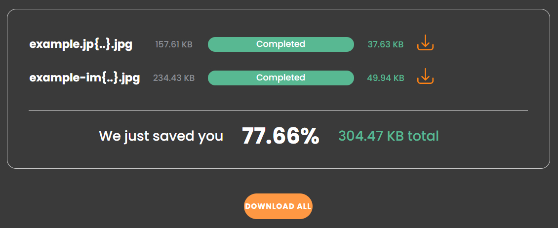 TinyIMG image compression results