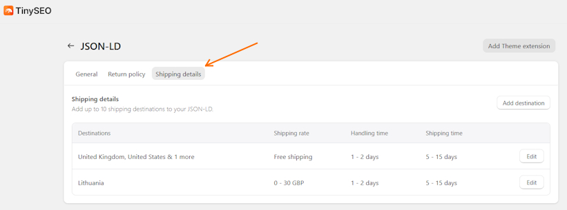 TinyIMG JSON-LD Shipping