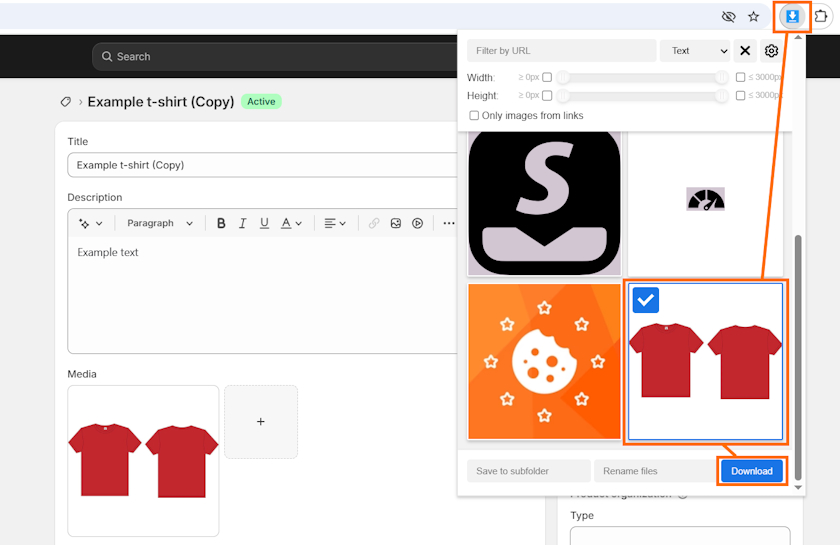 Extract images with Image Downloader