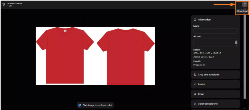 download image from Shopify admin