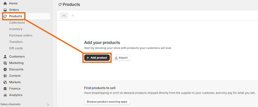 Add product to Shopify