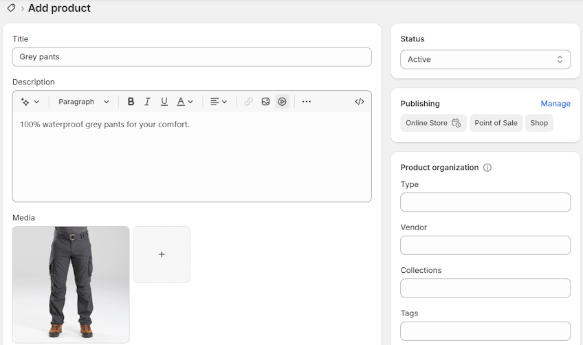 Shopify add products