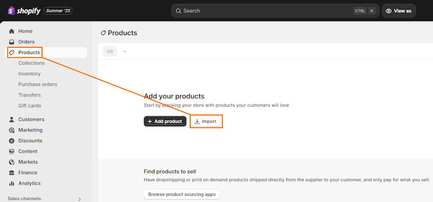 Import products to Shopify