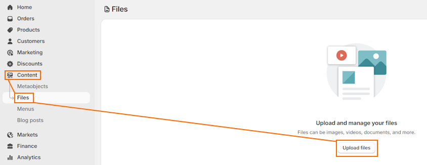 Upload files to Shopify