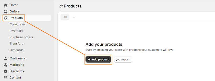 add products on shopify