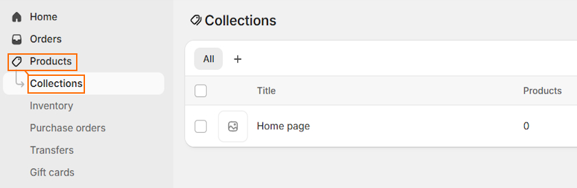 add shopify collection