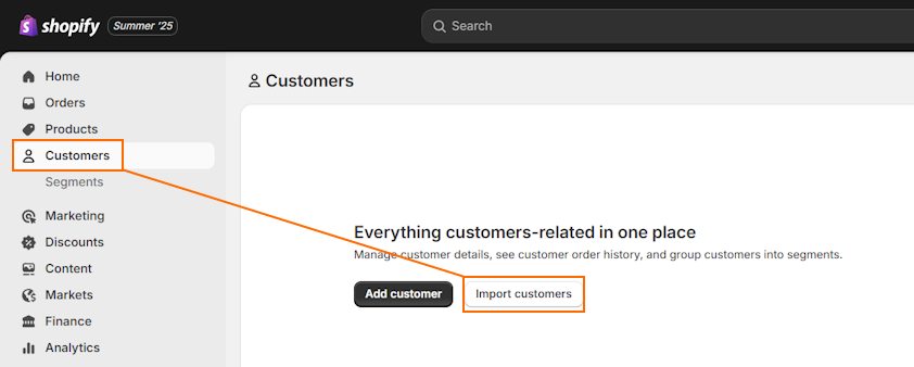 Import customers to Shopify