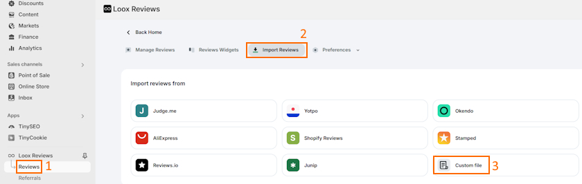 Import reviews to Shopify with Loox