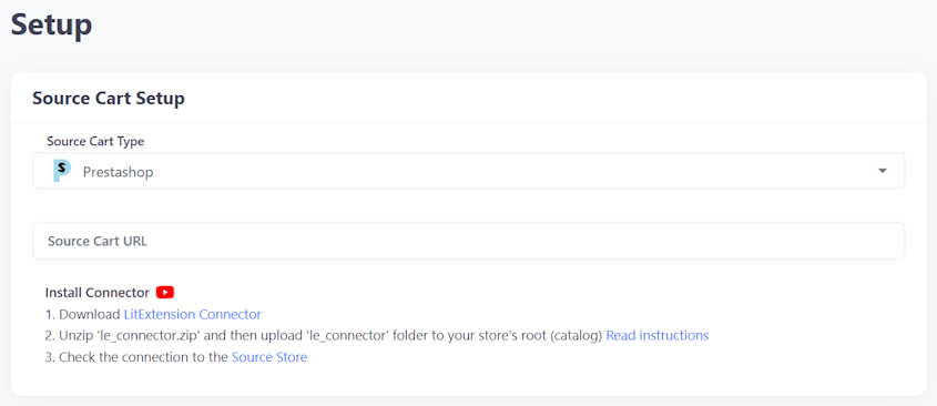 Set up source cart with LitExtension