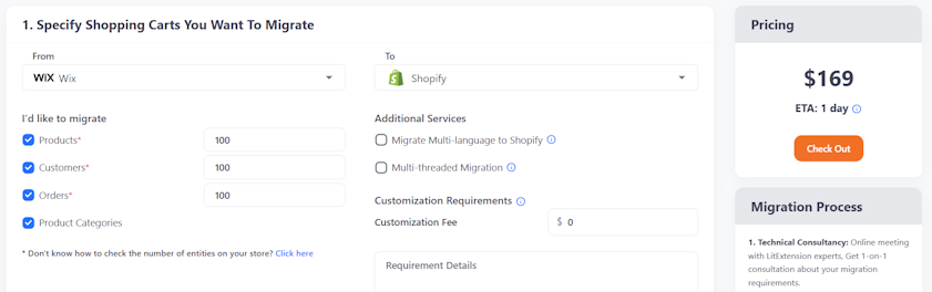 Wix migration checkout