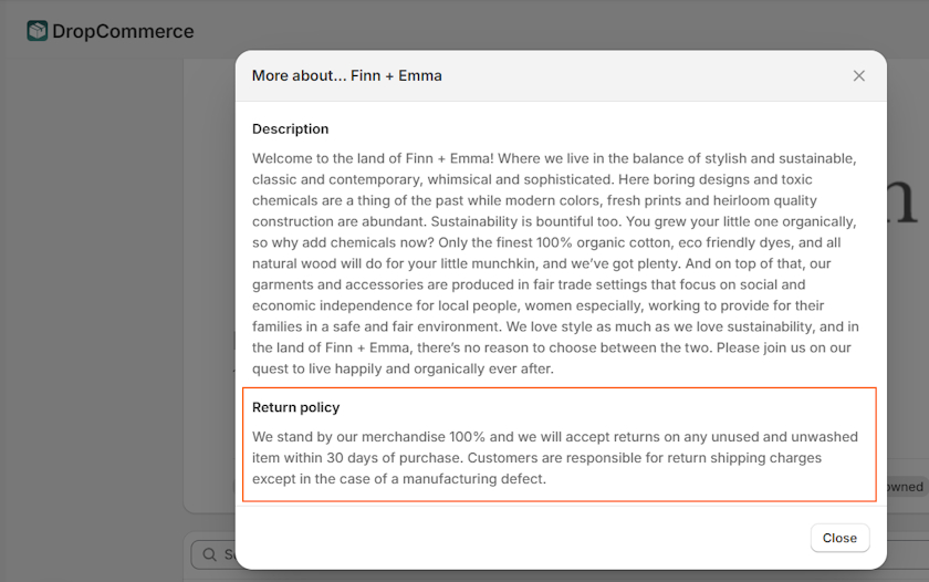 DropCommerce return policy