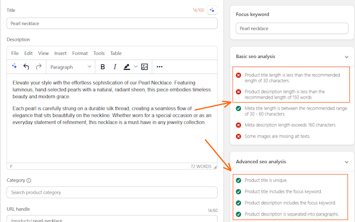 TinyIMG product title and description SEO analysis