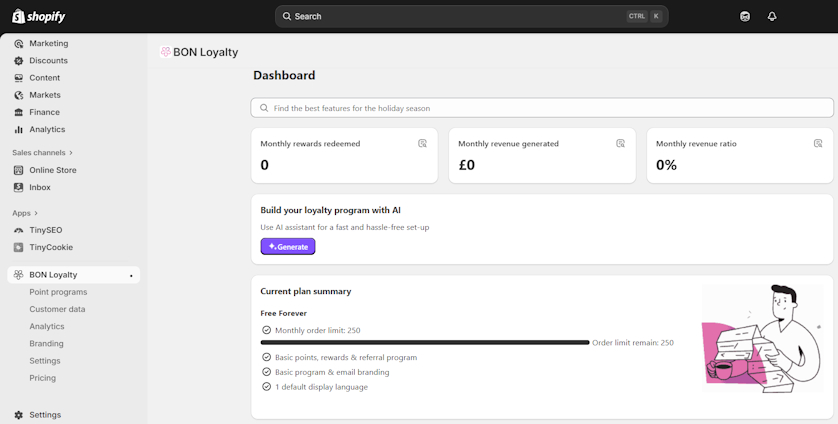 BON Loyalty interface